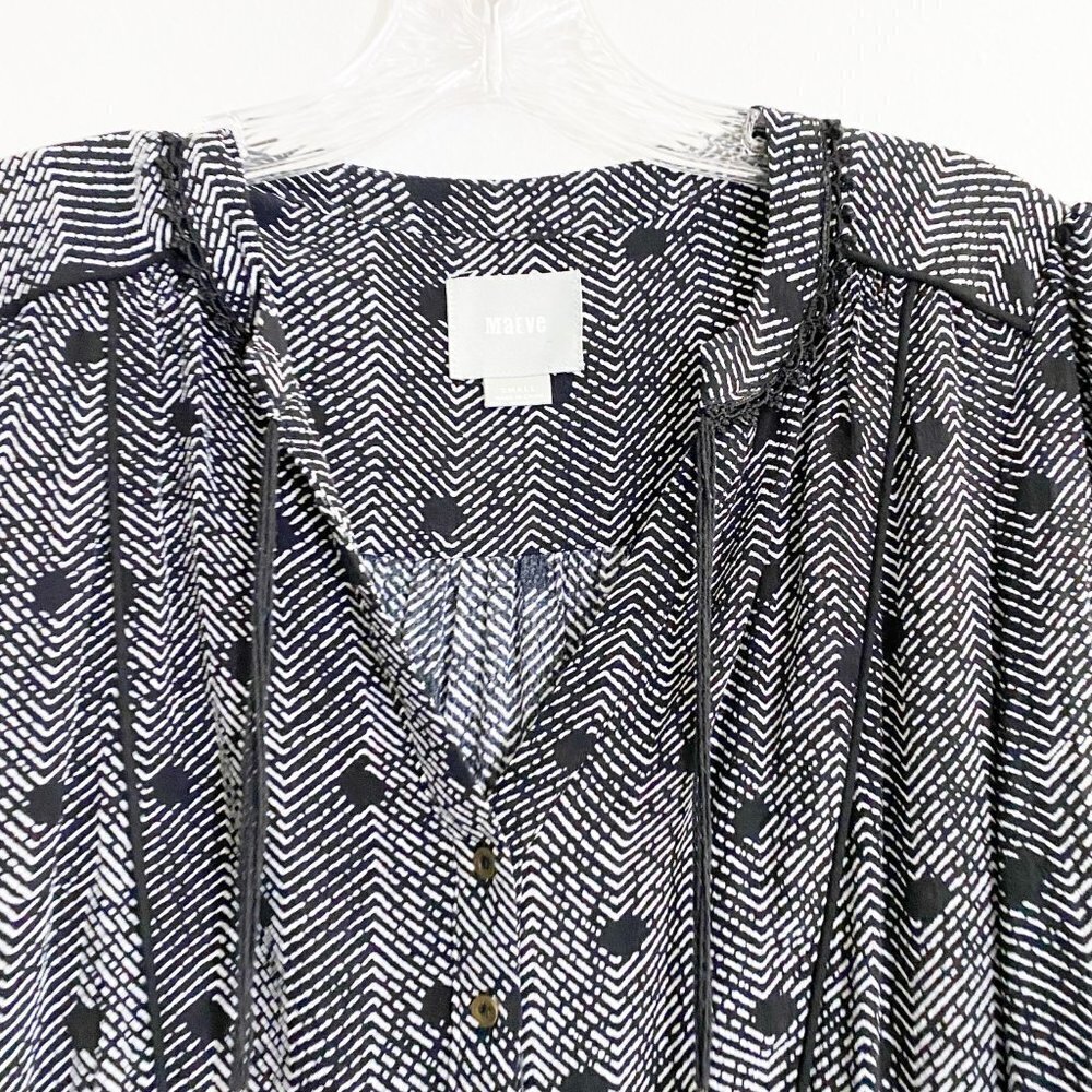 ☀️ ANTHROPOLOGIE MAEVE Galen Black White Dot Dress Small - Picture 4 of 5